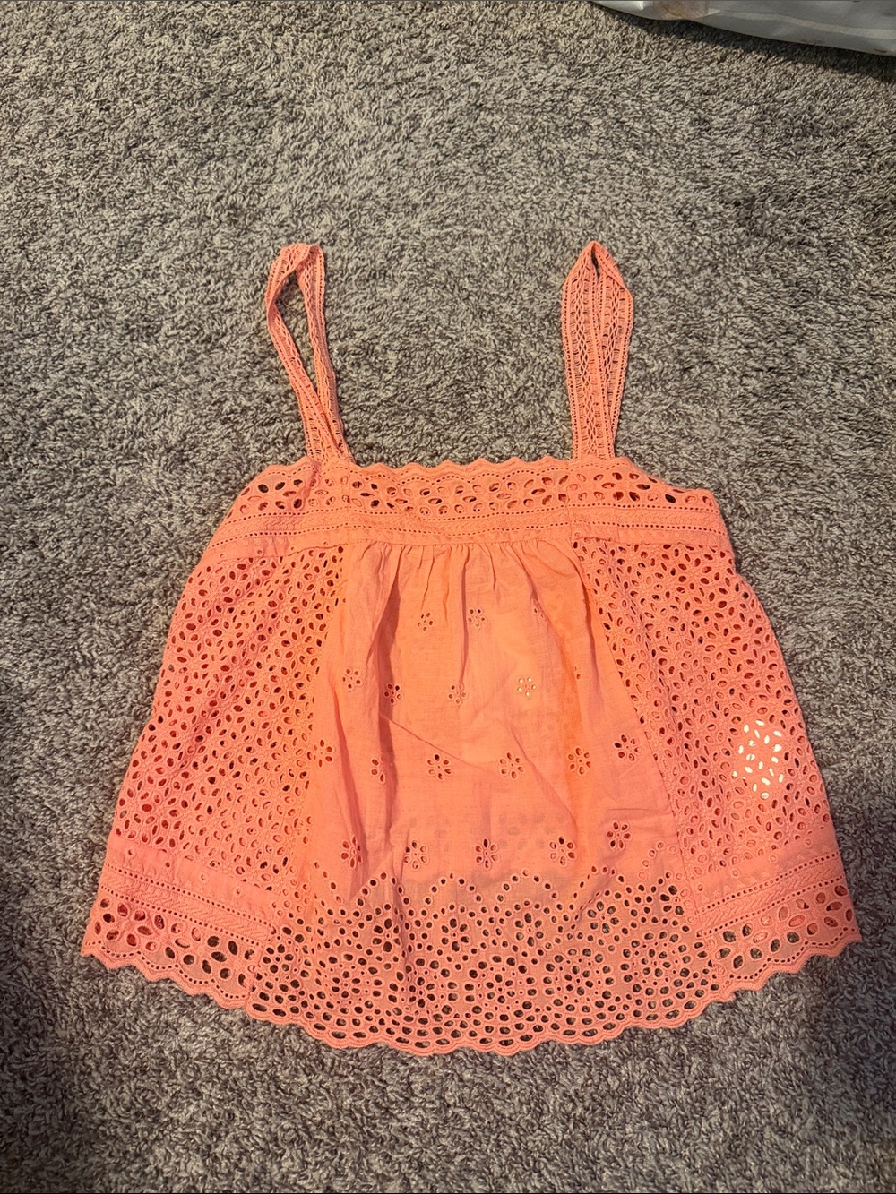 Francesca's Collections Coral Eyelet Tank Top